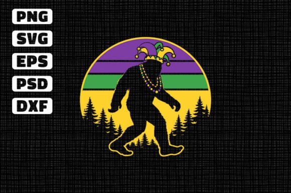 Funny Mardi Gras Sasquatch Bigfoot SVG for Crafts and Graphics