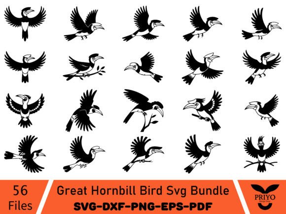 Great Hornbill Bird Svg Bundle: A Versatile Graphics Craft