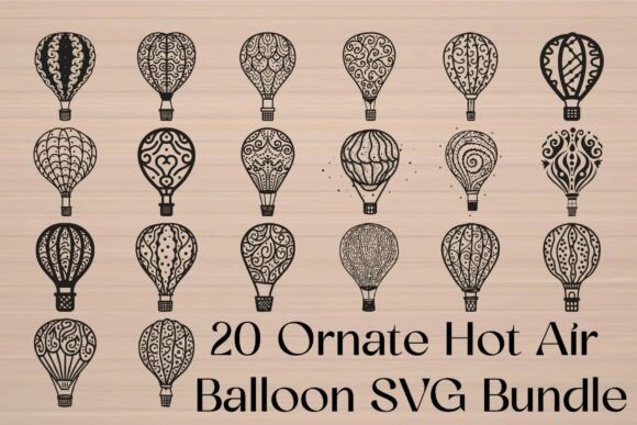 Ornate Hot Air Balloon SVG Bundle: Elevate Your Graphics and Crafts