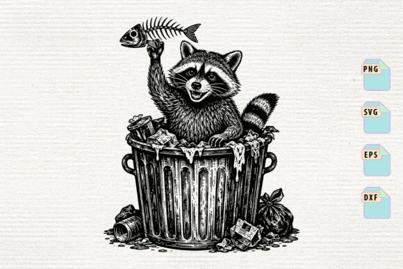 Raccoon Finding Fish Skeleton SVG: A Versatile Graphics Asset for Crafts