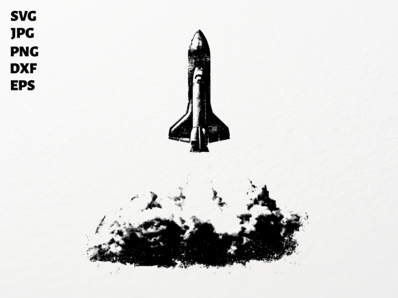 Space Shuttle Launch Halftone SVG PNG: A Creative Craft Graphic