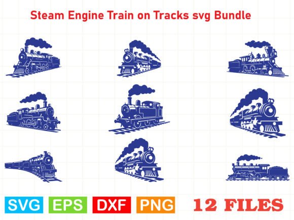 Steam Engine Train on Tracks Svg Bundle: A Crafts Graphics Gem