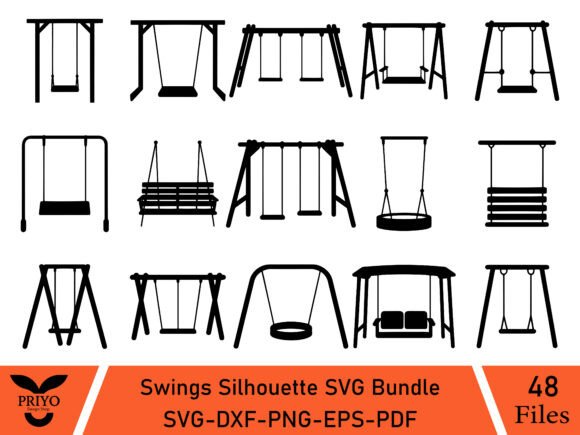 Swings Silhouette SVG Bundle: A Versatile Craft Graphics Asset